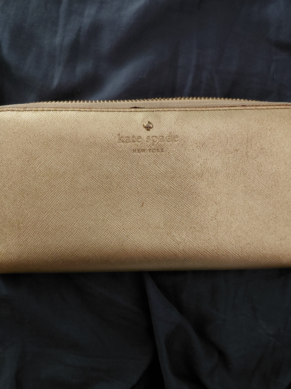 kate spade New York Metallic Gold Zip Wallet
